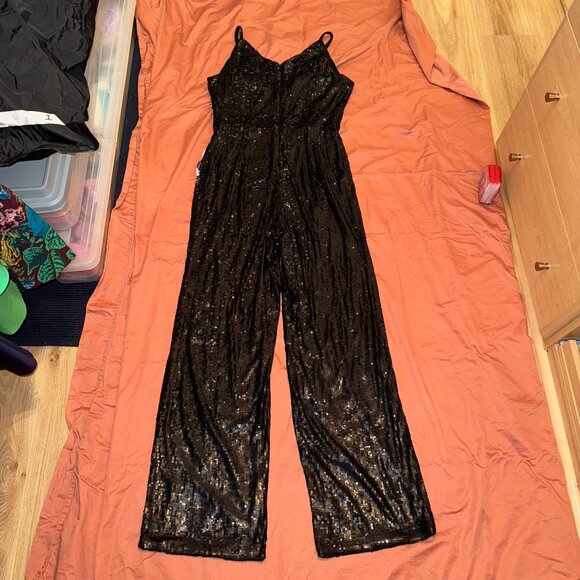 Dress the Population Charlie Black Sequin Jumpsuit - XL - Picture 3 of 16